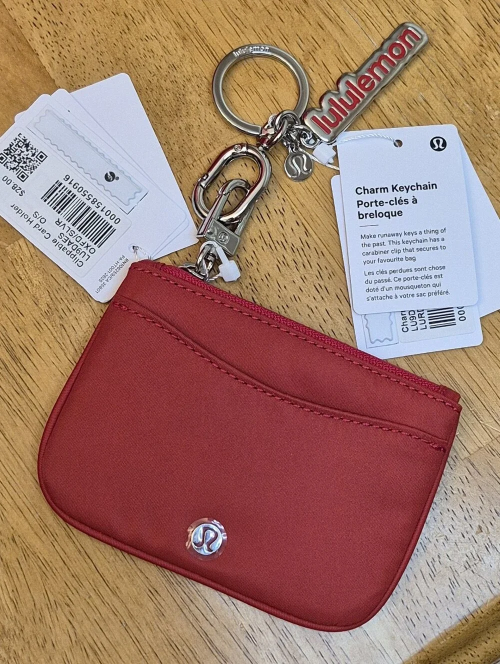 Lululemon 4-Piece Gift Set Red - Reusable Tote Card Holder Keychain Water Bottle